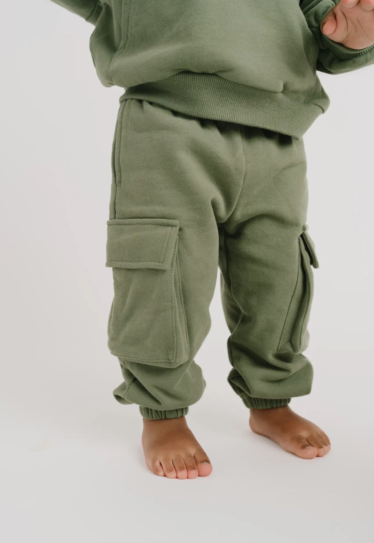 Hooded Cargo Sweat Set - forest