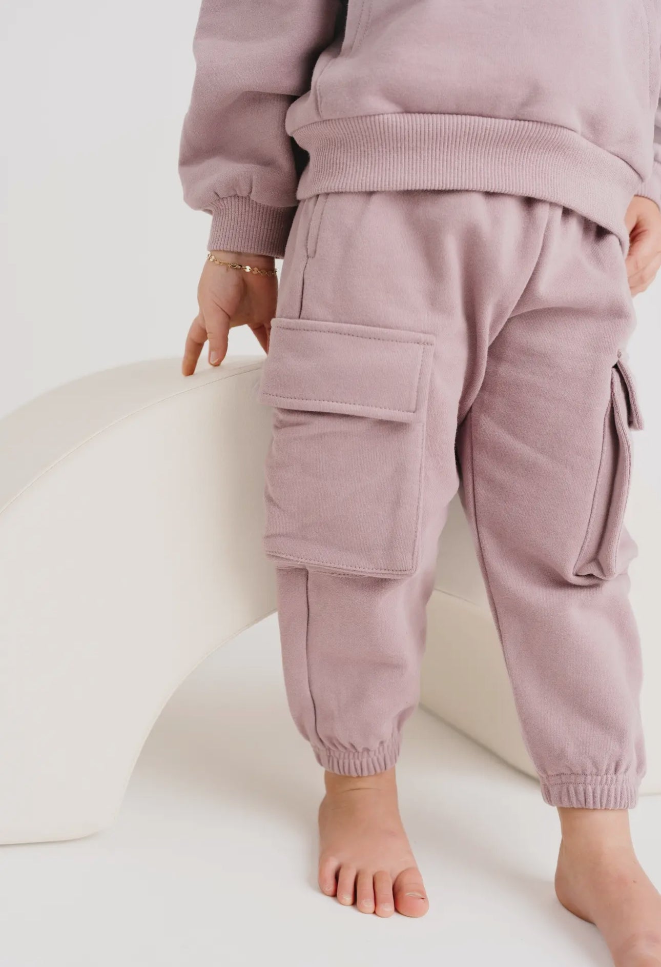 Hooded Cargo Sweat Set - violet