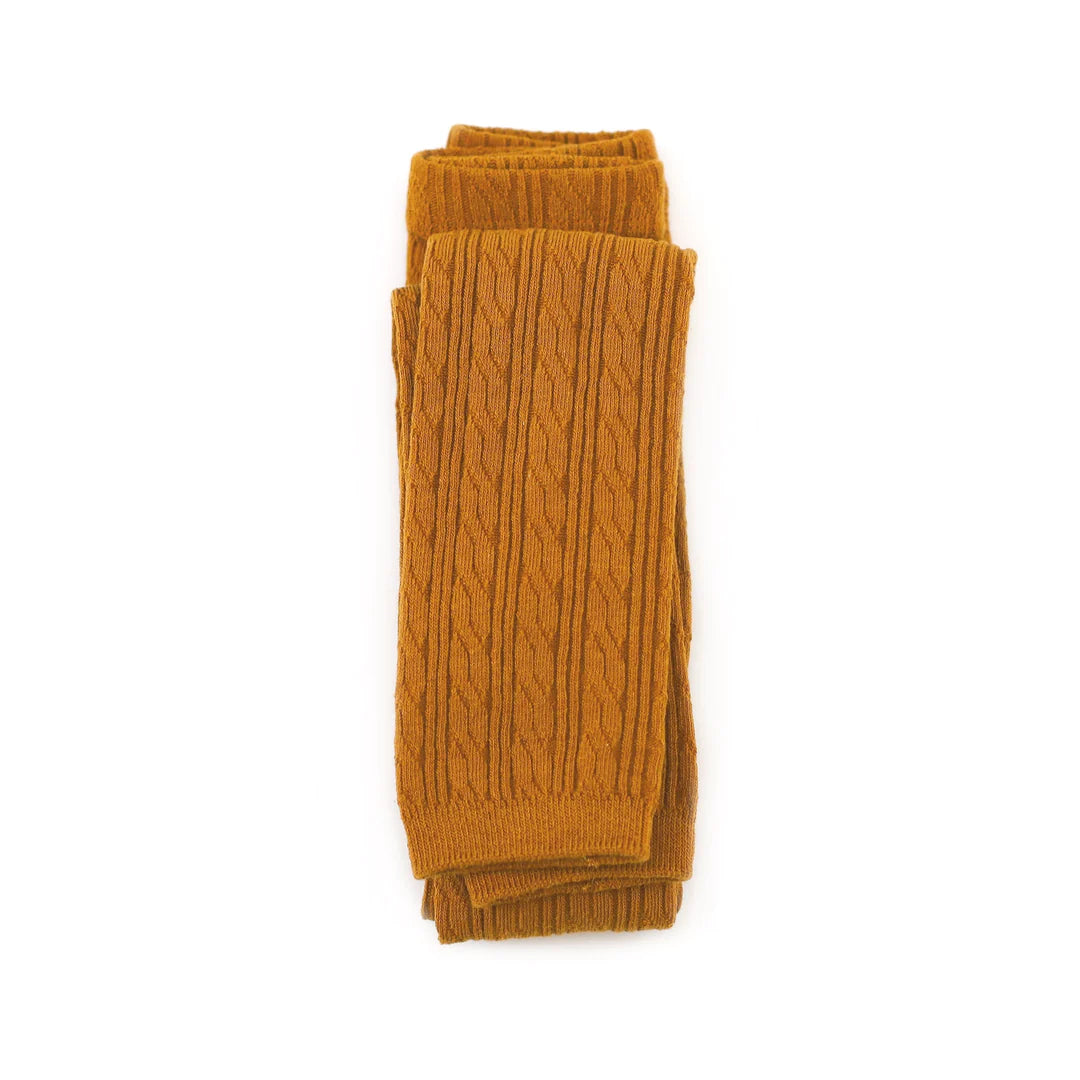 Little Stocking FOOTLESS Cable Knit Tights - mustard
