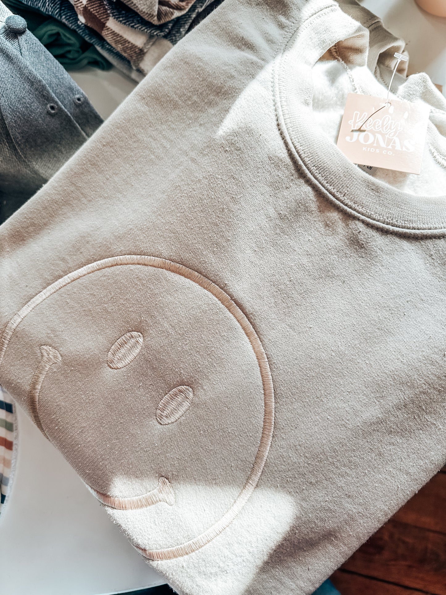 Embroidered Smiley Mama Crew