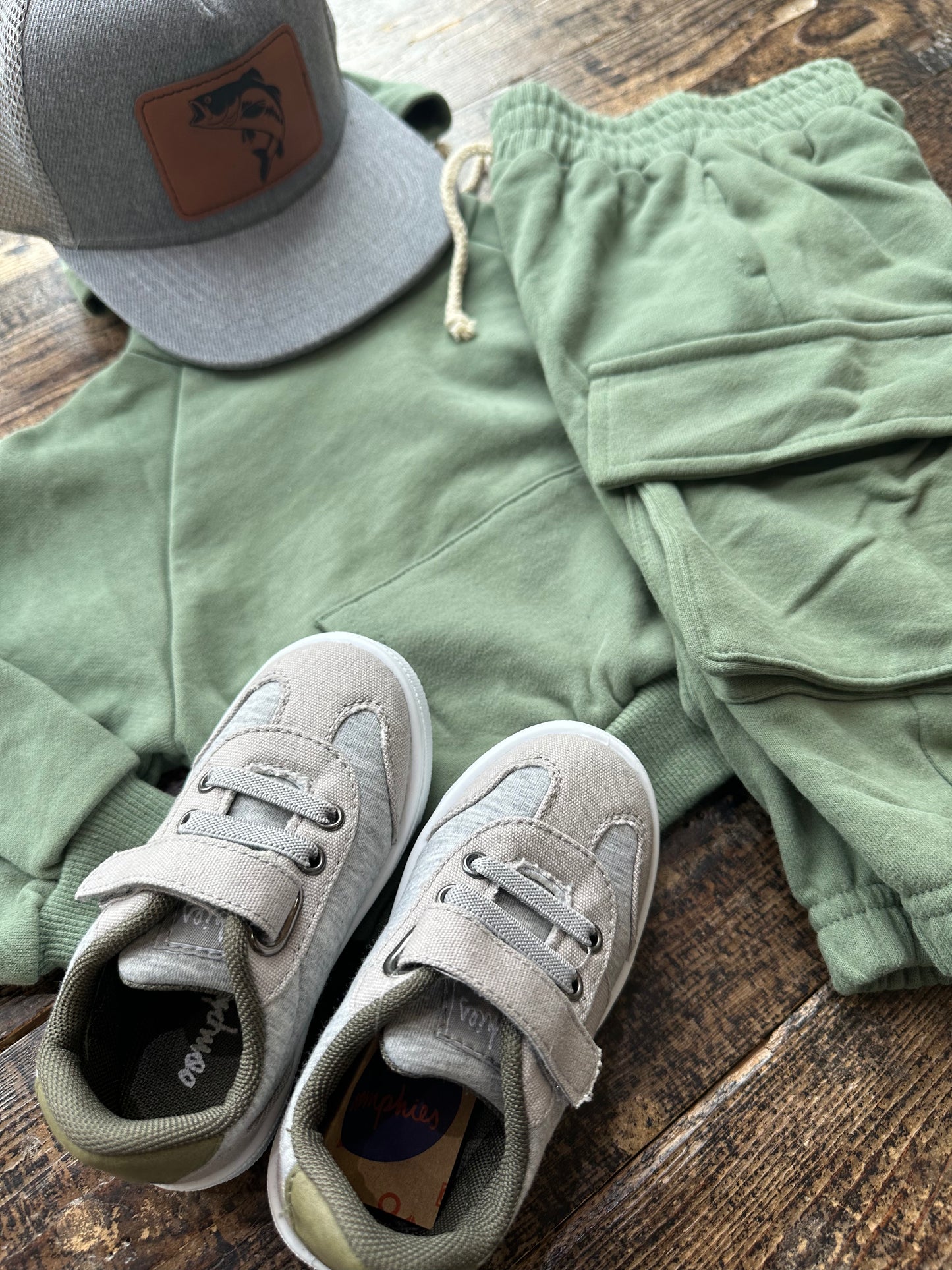 Hooded Cargo Sweat Set - forest