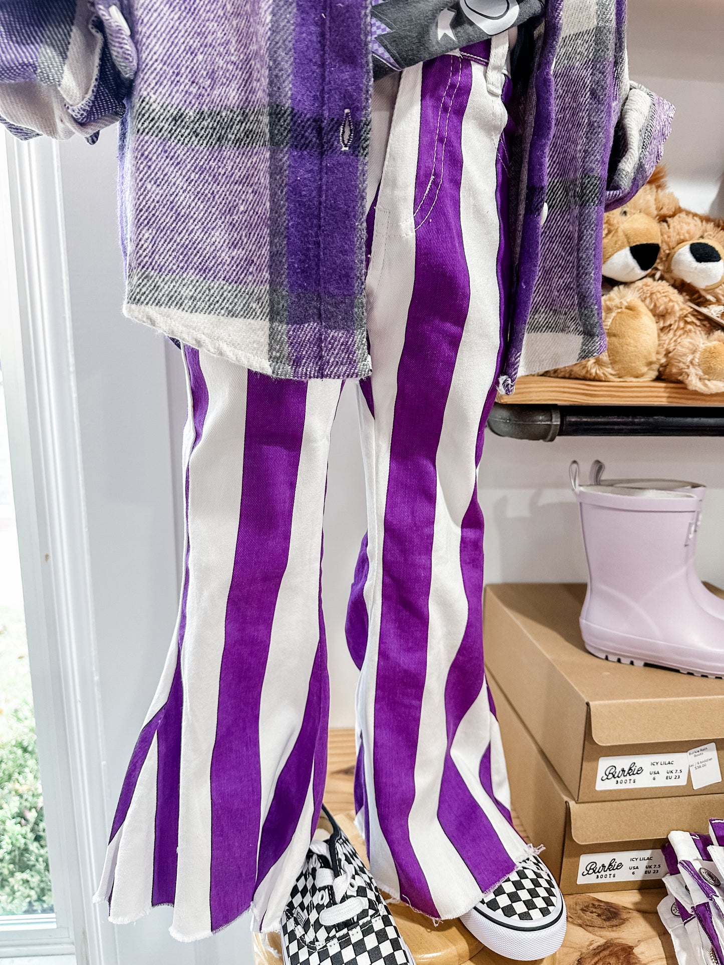 Purple Stripe Flare Denim