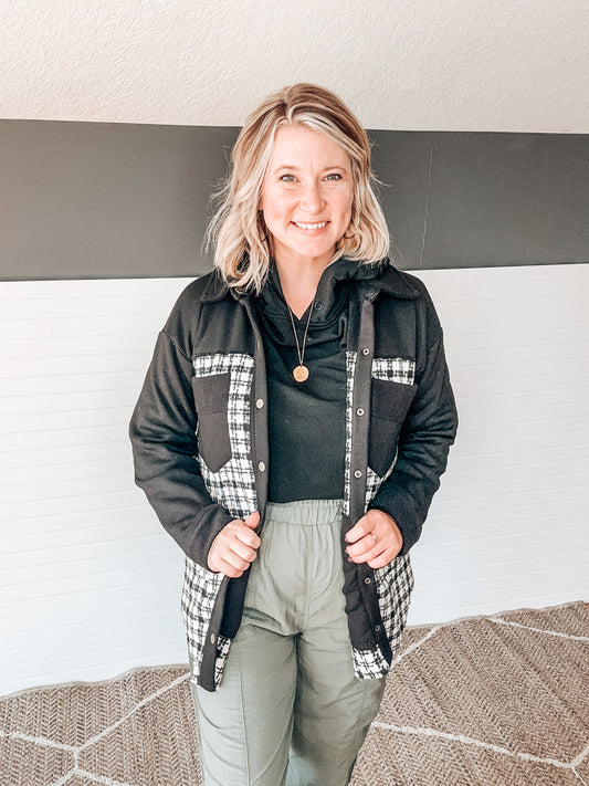 Mama + Me || Black + White Shacket - adult