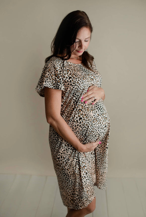 Mama Maternity Gown || leopard
