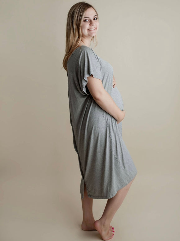 Mama Maternity Gown || light gray