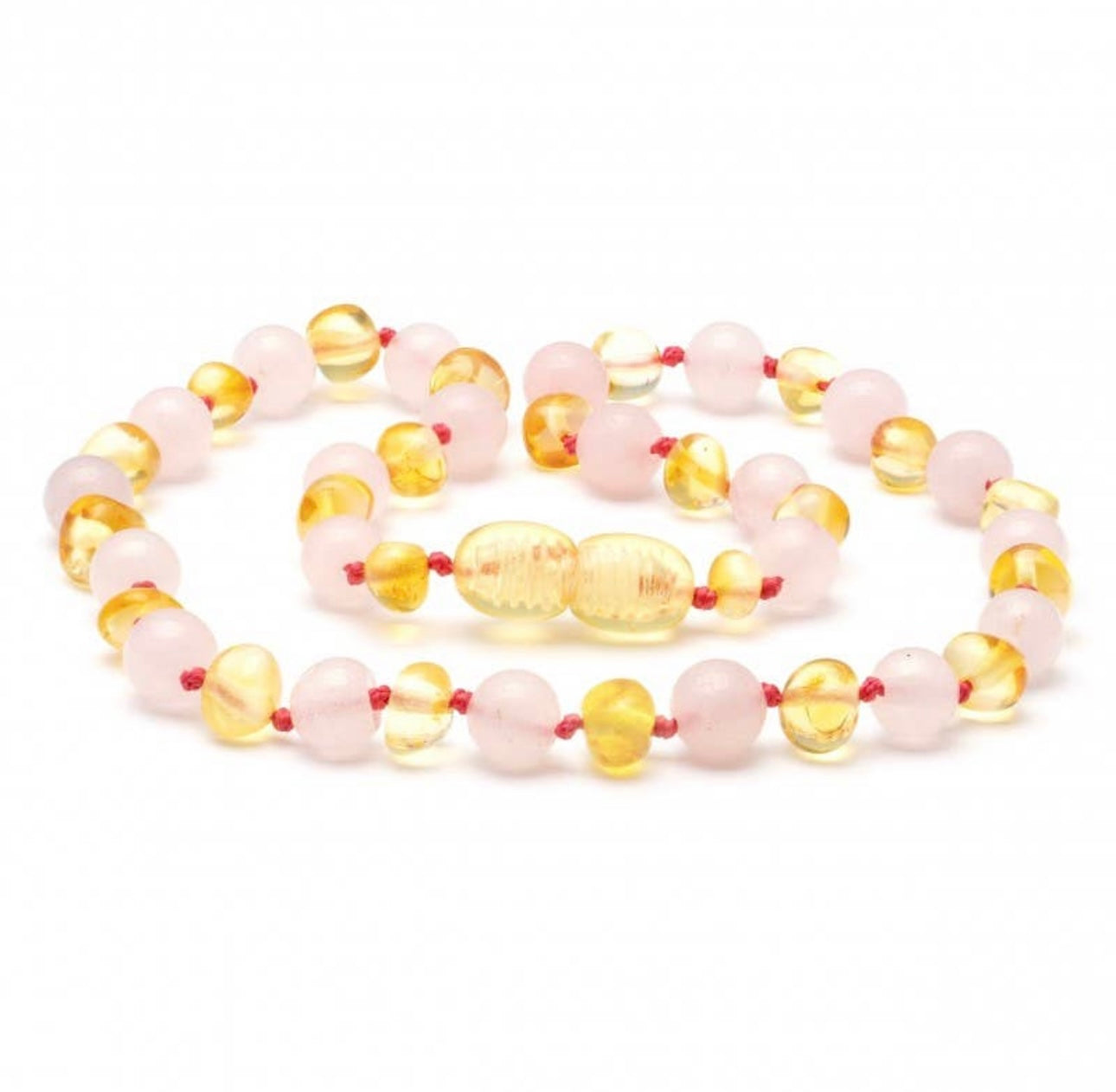 Lemon Polished Amber + Pink Popclasp Necklace