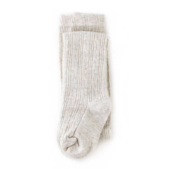 Little Stocking FOOTED Cable Knit Tights - heathered ivory
