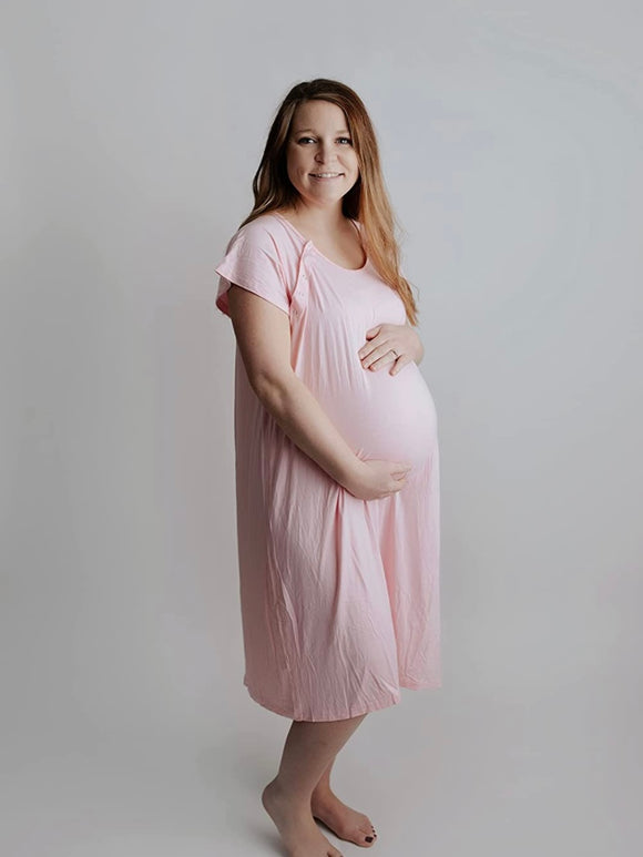 Mama Maternity Gown || bubblegum pink