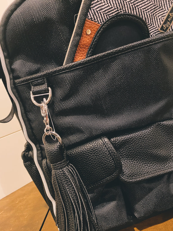 Black Herringbone Boss Backpack Diaper Bag by Itzy Ritzy