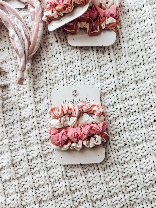 Cherry Stripe Scrunchie Set