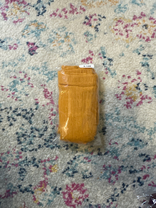 Little Stocking FOOTLESS Cable Knit Tights - marigold
