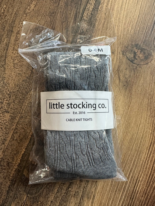 Little Stocking FOOTED Cable Knit Tights - gray