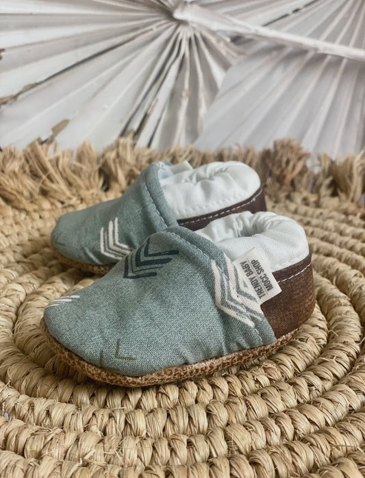 Trendy Baby Green Chevron Moccs