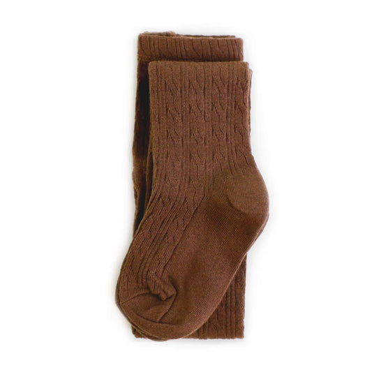 Little Stocking FOOTED Cable Knit Tights - chocolate