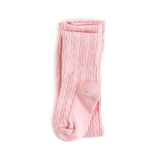 Little Stocking FOOTED Cable Knit Tights - light pink