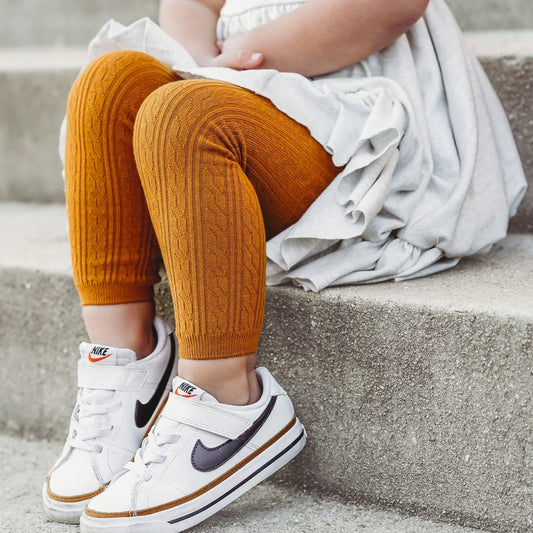 Little Stocking FOOTLESS Cable Knit Tights - mustard