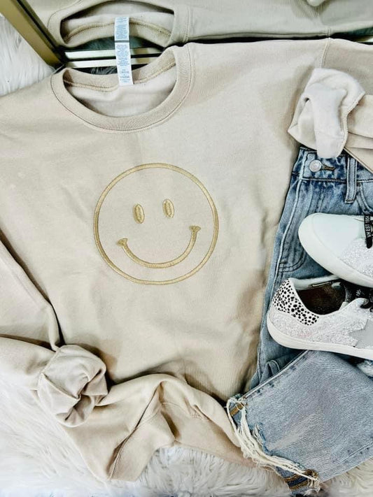 Embroidered Smiley Mama Crew