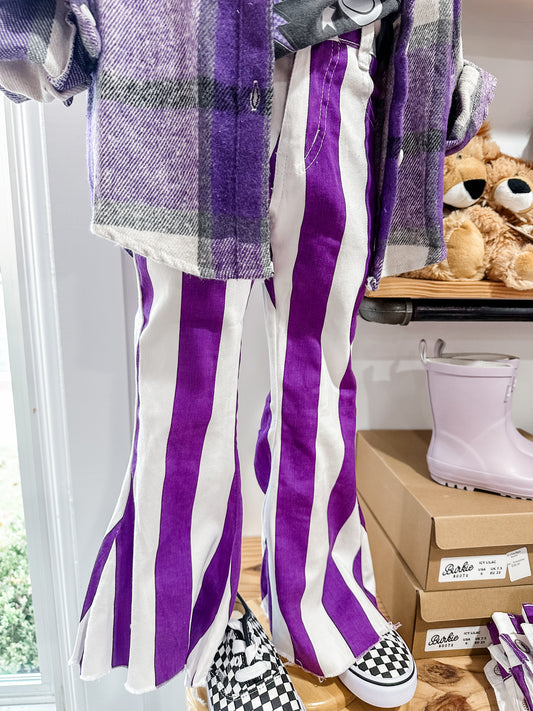 Purple Stripe Flare Denim