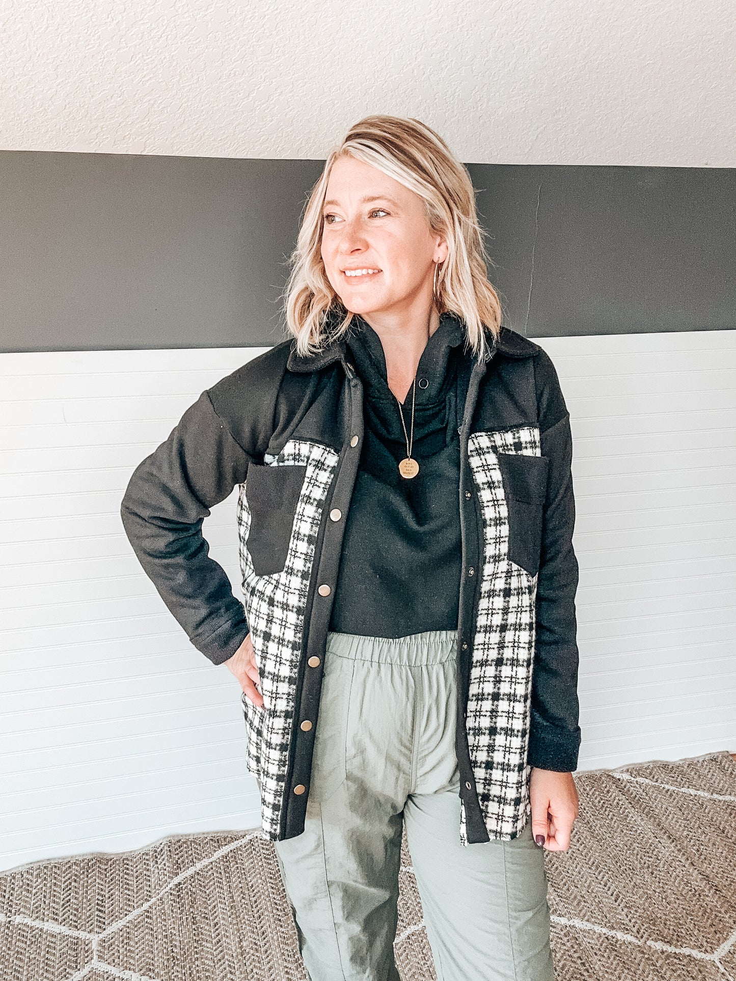 Mama + Me || Black + White Shacket - adult