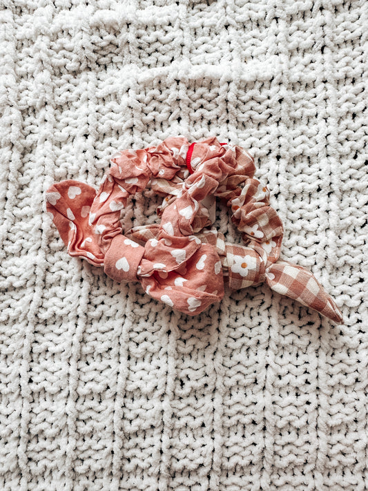Daisy Heart Bunny Ear Scrunchies