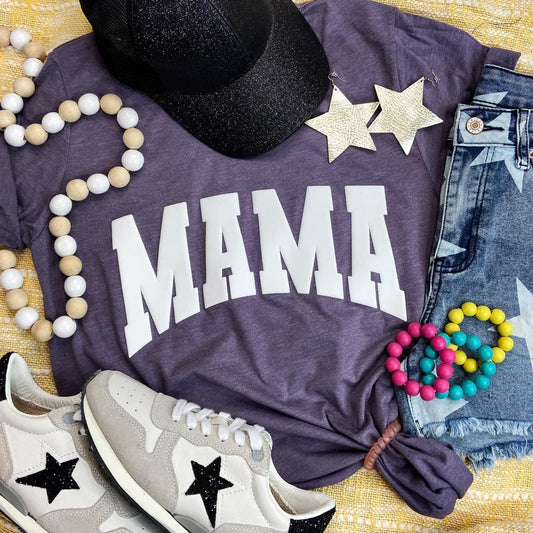 Puff Print Mama || Purple Graphic Tee