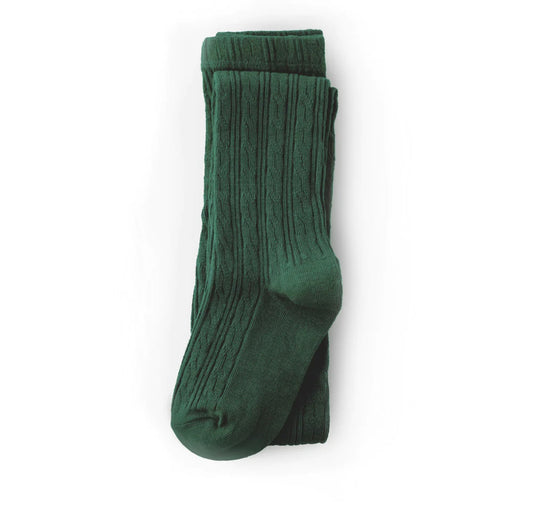 Little Stocking FOOTED Cable Knit Tights - forest green