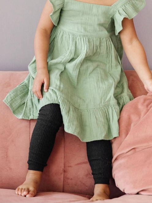 Little Stocking FOOTLESS Cable Knit Tights - black