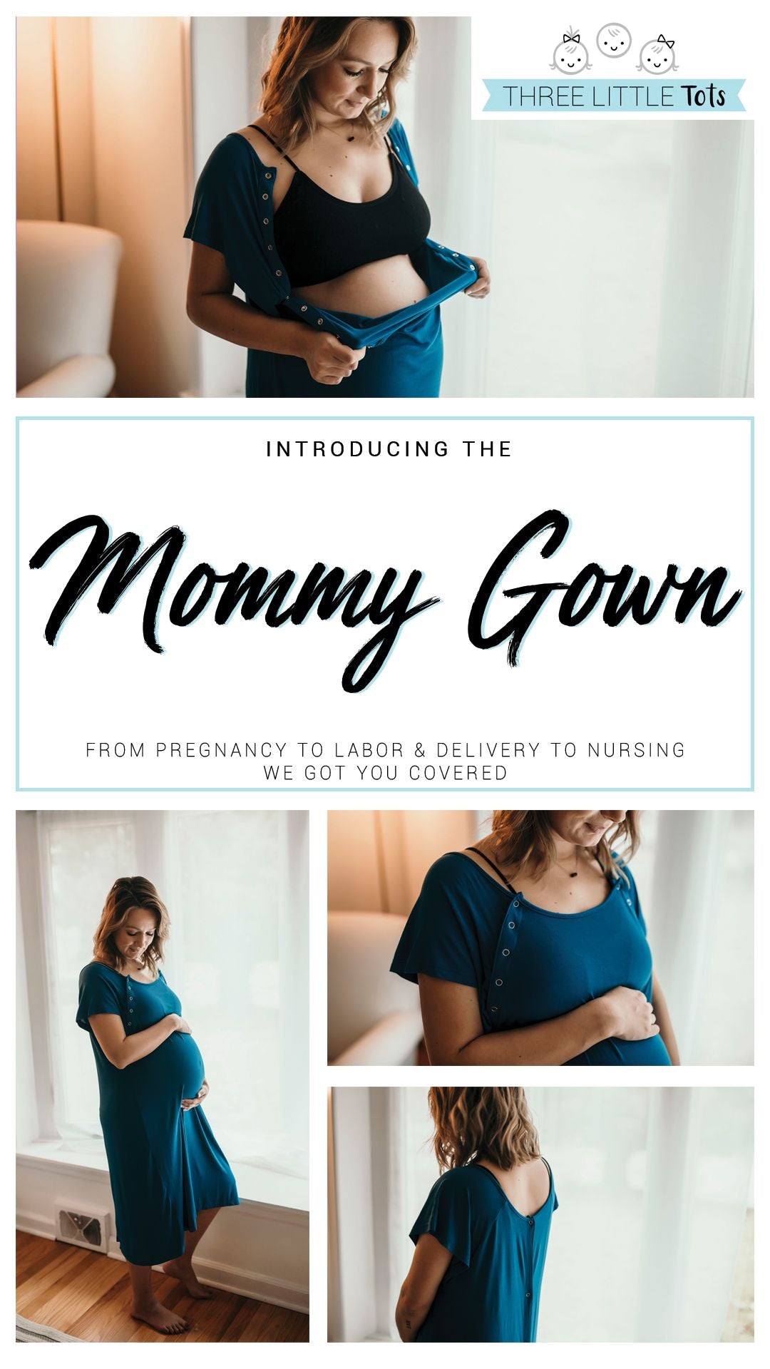 Mama Maternity Gown || blue