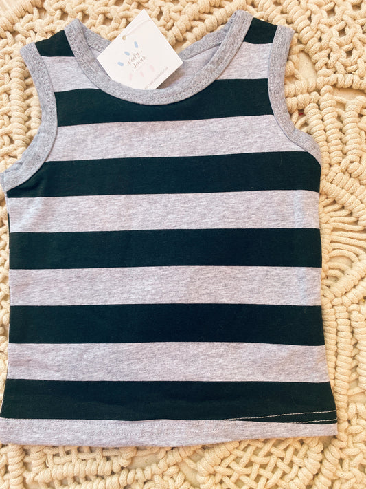 Black + Gray Stripe Tank