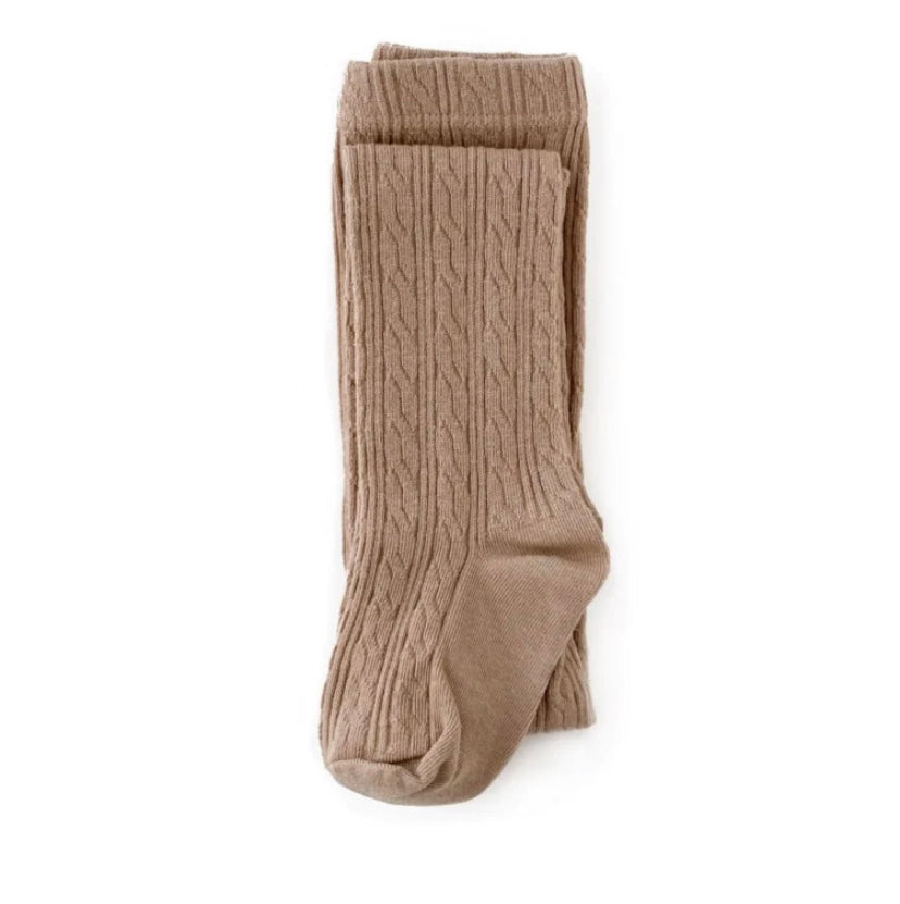 Little Stocking FOOTED Cable Knit Tights - oat