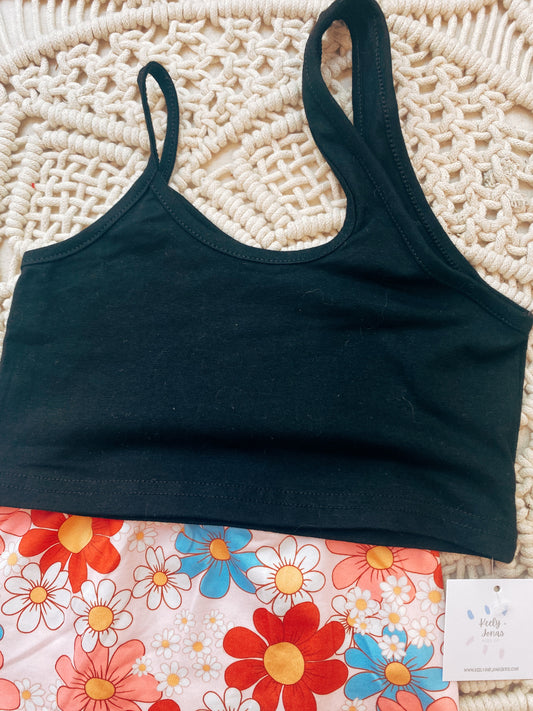 Black Strappy Crop